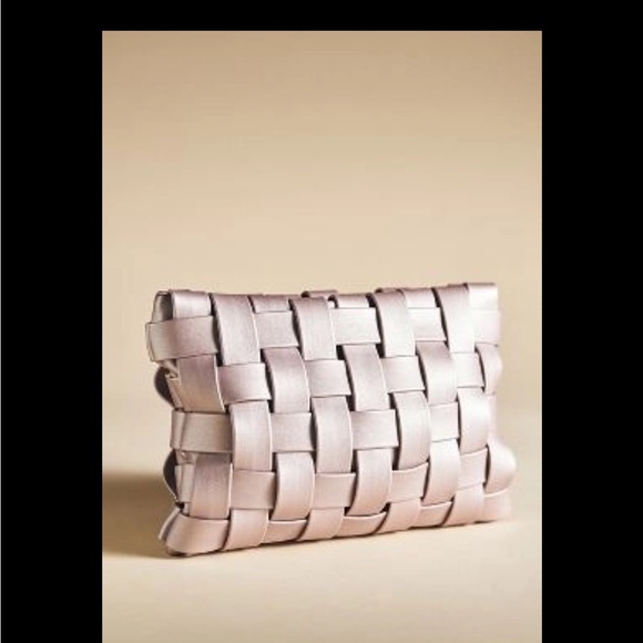 Anthropologie Pink Woven Clutch